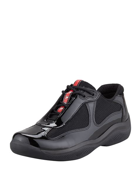 prada wedge sneaker black|all black prada sneakers.